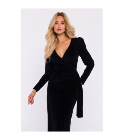 M828 Velour maxi evening dress - black