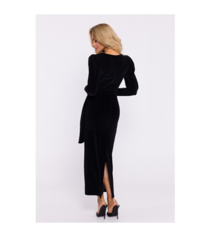 M828 Velour maxi evening dress - black