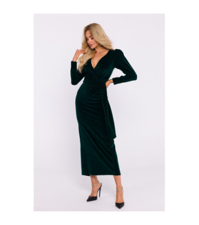 M828 Velour maxi evening dress - green