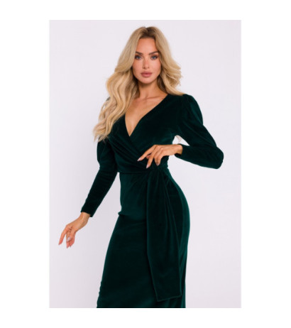 M828 Velour maxi evening dress - green