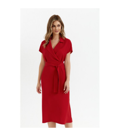 S363 Midi dress with collar - red