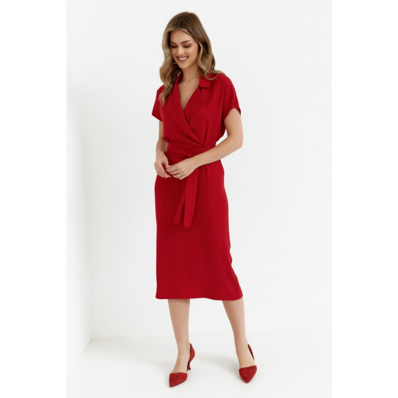 S363 Midi dress with collar - red