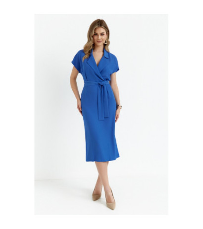 S363 Midi dress with collar - blue