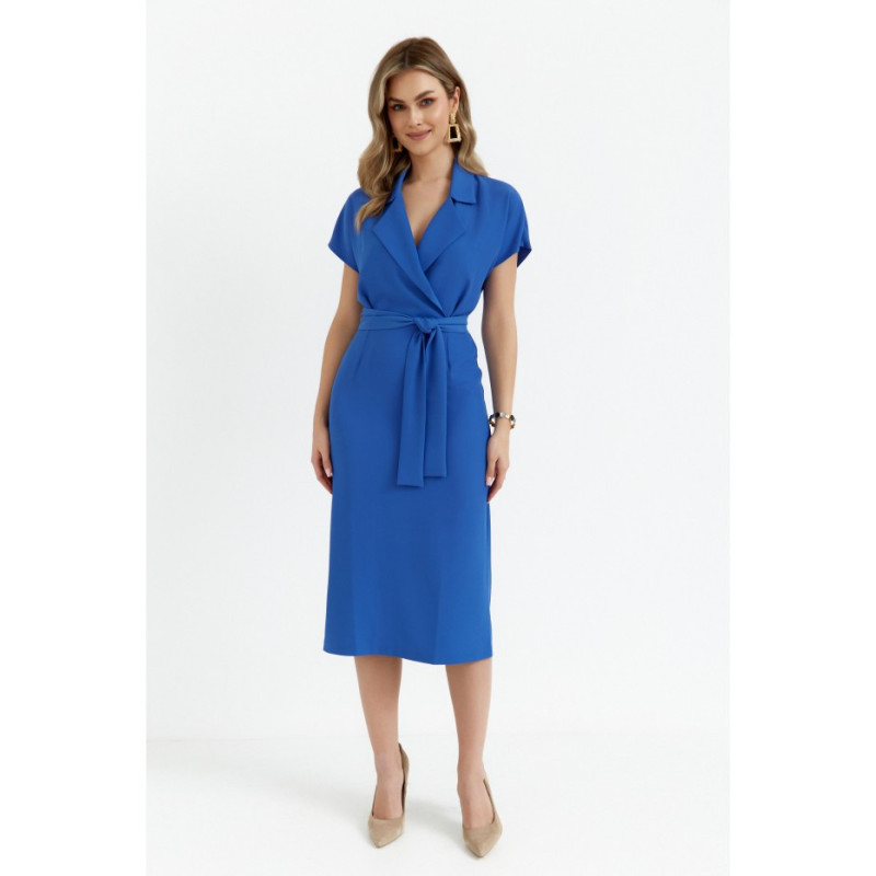 S363 Midi dress with collar - blue