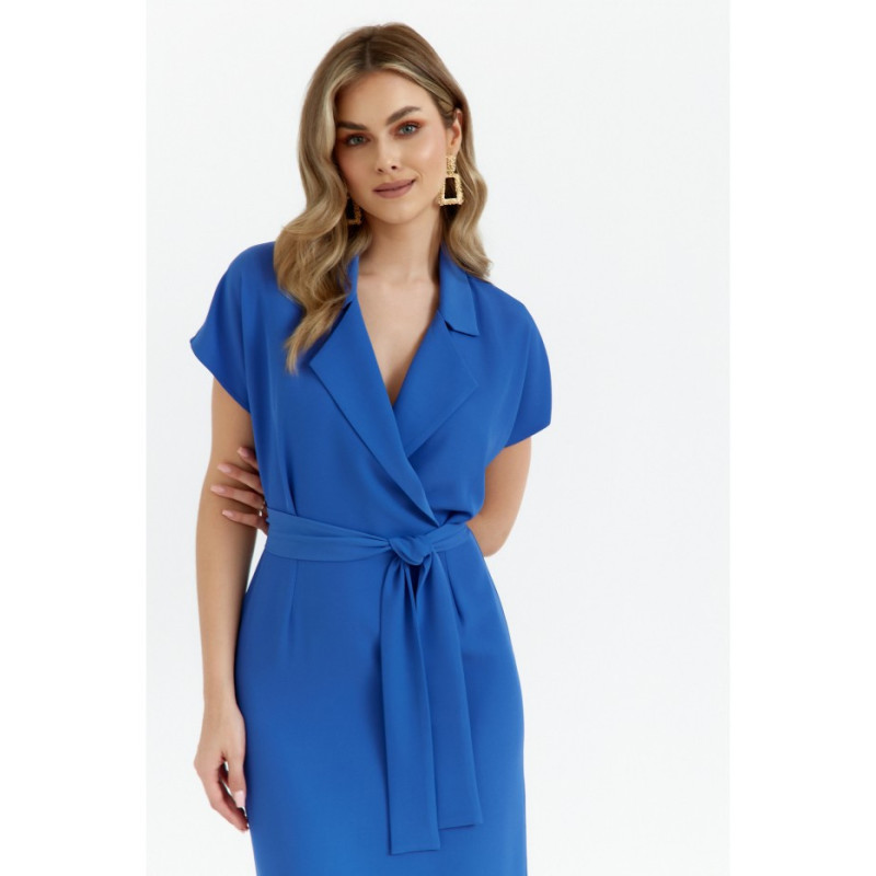 S363 Midi dress with collar - blue