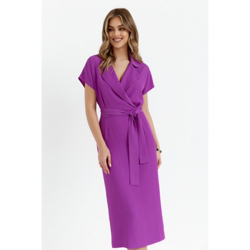 S363 Midi dress with collar - lavender