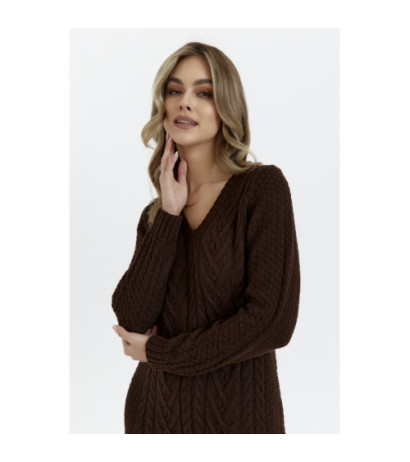 M713 Dress with plaid weave on the front - brown