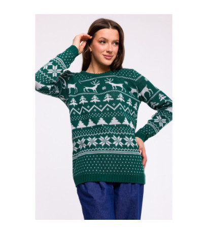 MXS09 Christmas straight cut sweater - green