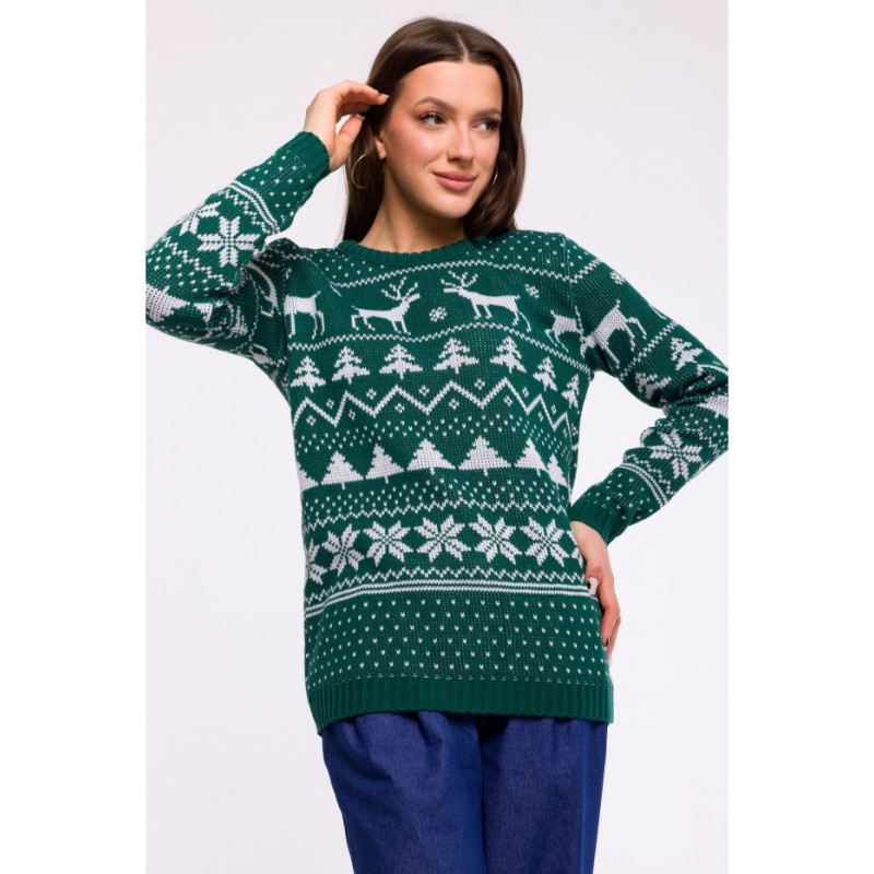 MXS09 Christmas straight cut sweater - green