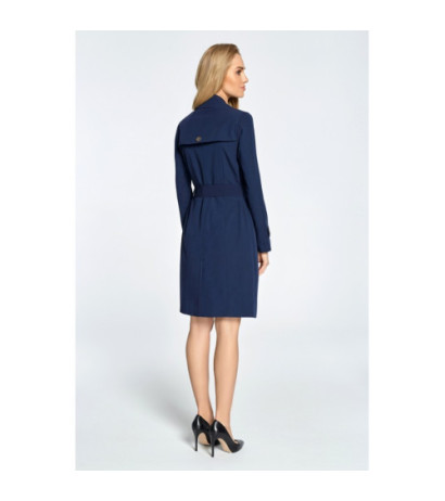 S094 Slightly waisted coat with belt loops - navy blue