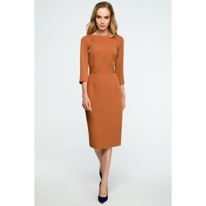 S119 Smooth pencil dress with belt - Ore