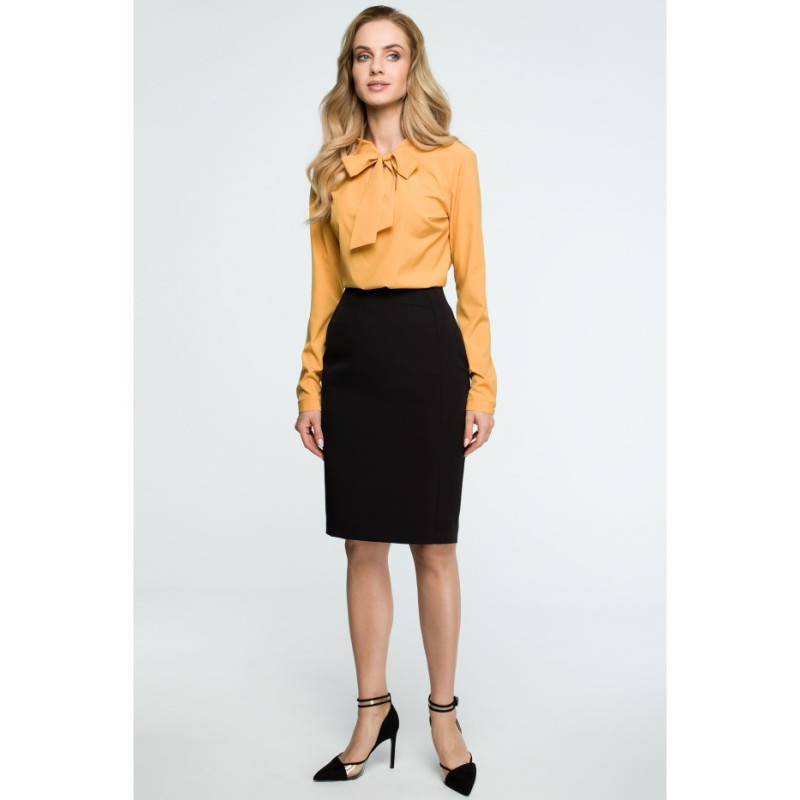 S131 Straight pencil office skirt - black