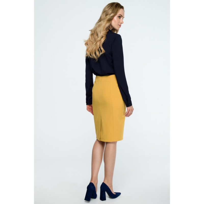 S131 Straight pencil office skirt - yellow