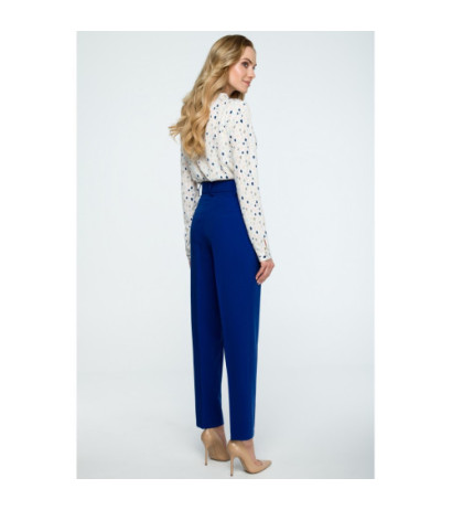 S124 High-waisted pants with belt - cornflower