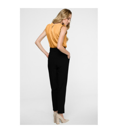 S124 High-waisted pants with belt - black