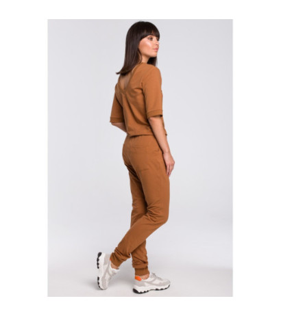 B104 Jumpsuit with back neckline - caramel