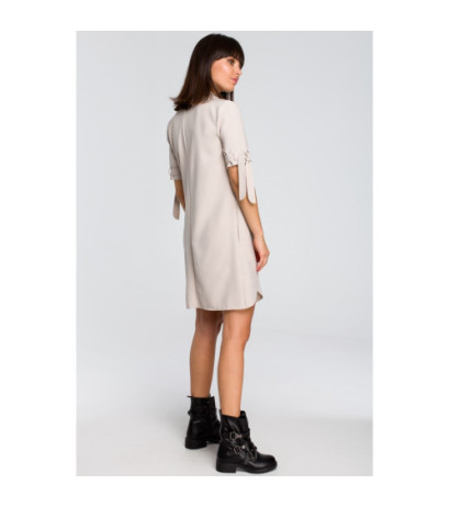 B112 Tunic with collar and tie - beige