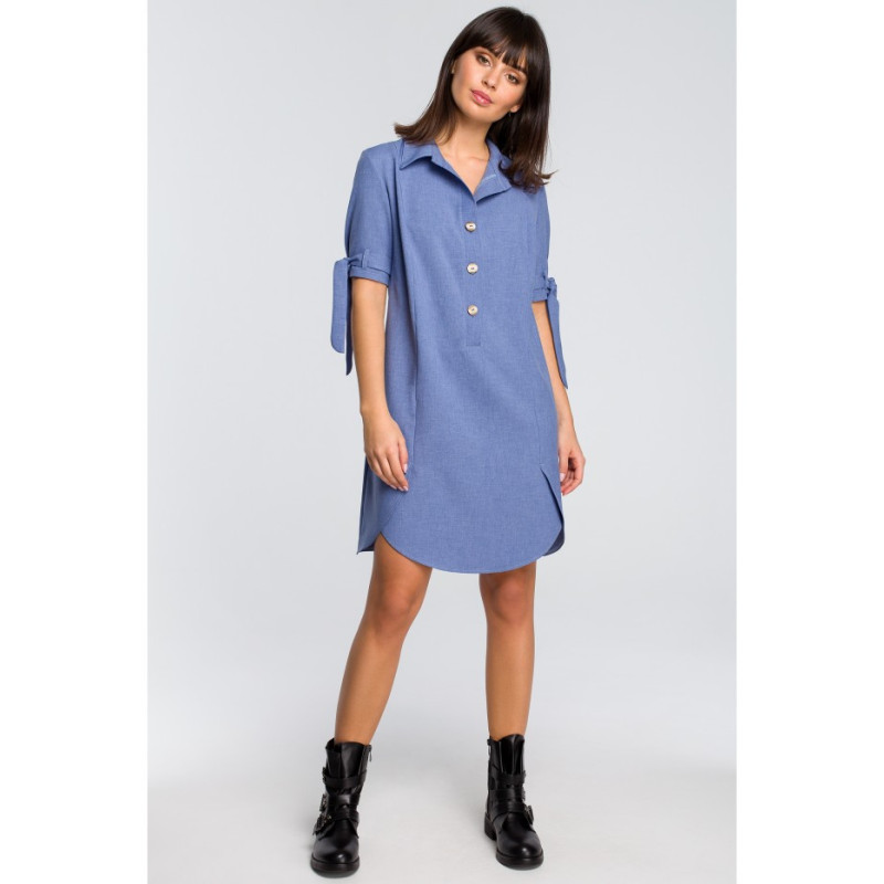 B112 Tunic with collar and tie - blue