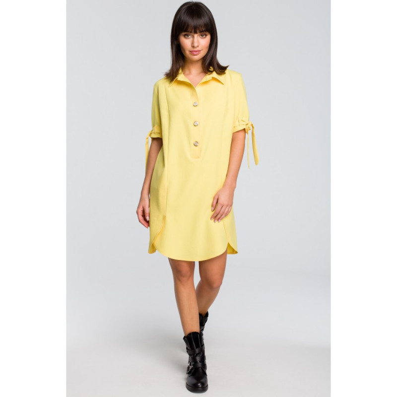 B112 Tunic with collar and tie - yellow