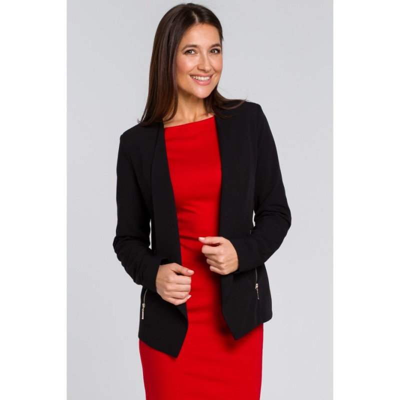 S140 Short unlined jacket with lining - black