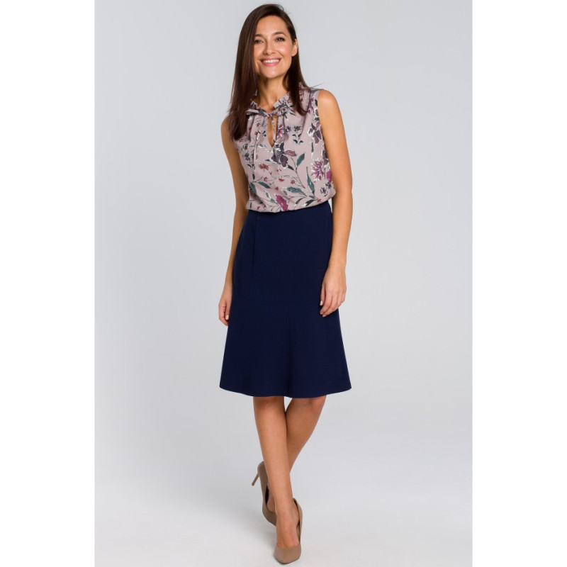 S141 Midi skirt with yoke - navy blue