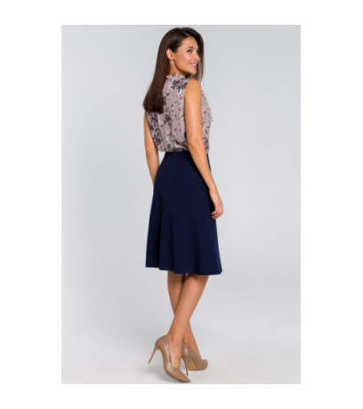 S141 Midi skirt with yoke - navy blue