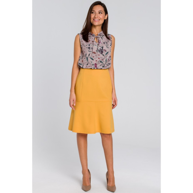 S141 Midi skirt with yoke - yellow