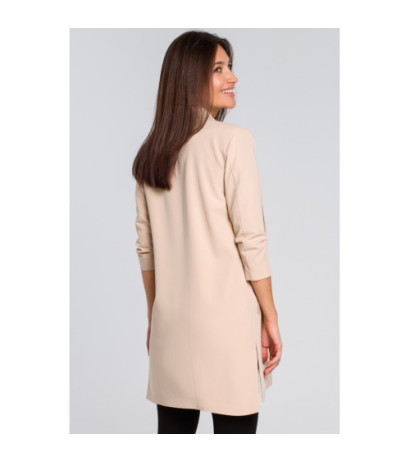 S142 Long jacket with side slits - beige