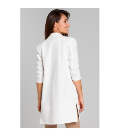 S142 Long jacket with side slits - ecru