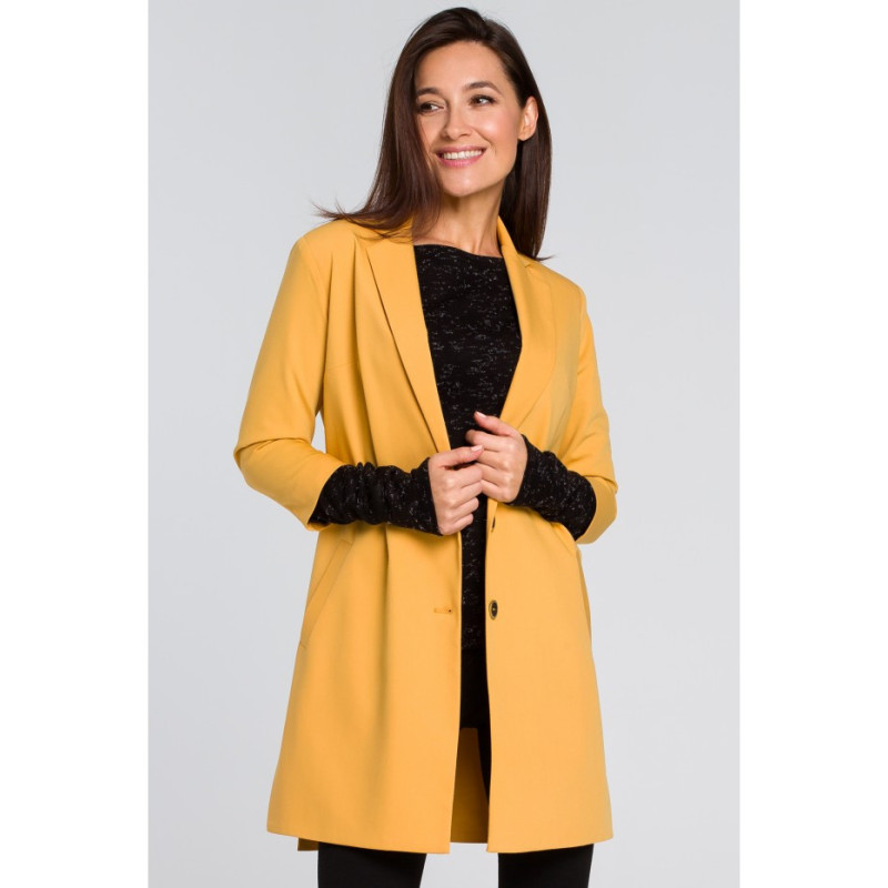 S142 Long jacket with side slits - yellow