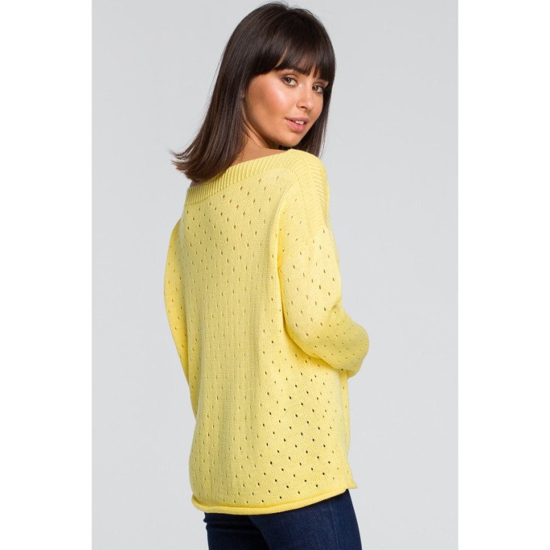 BK019 Sweater with eyelets - yellow