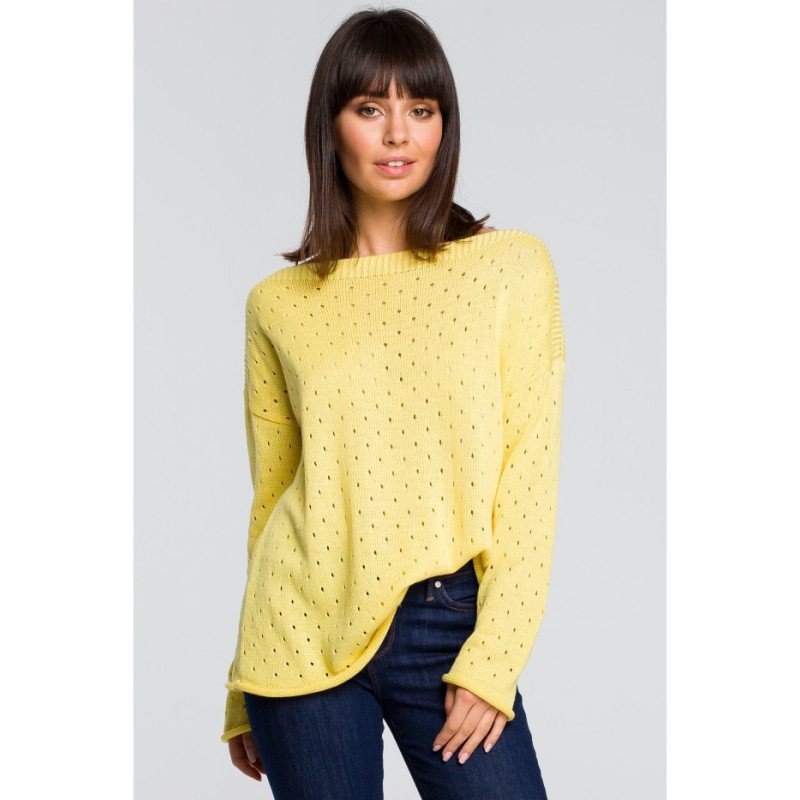 BK019 Sweater with eyelets - yellow