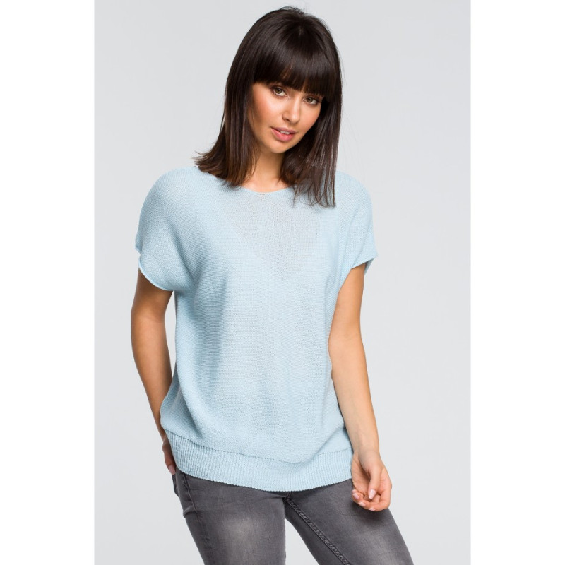 BK021 Sweater with back neckline - blue