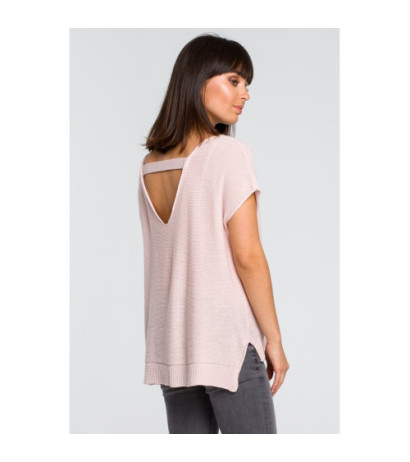 BK021 Sweater with back neckline - pink