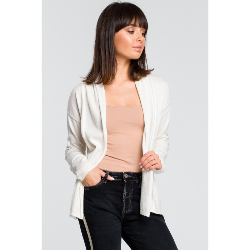 BK023 Short cardigan with shawl collar - ecru