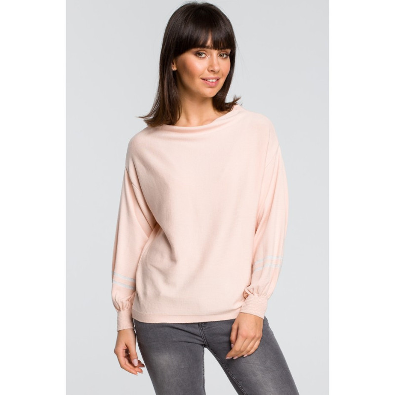 BK024 Sweater with wide sleeves and leopard - peach