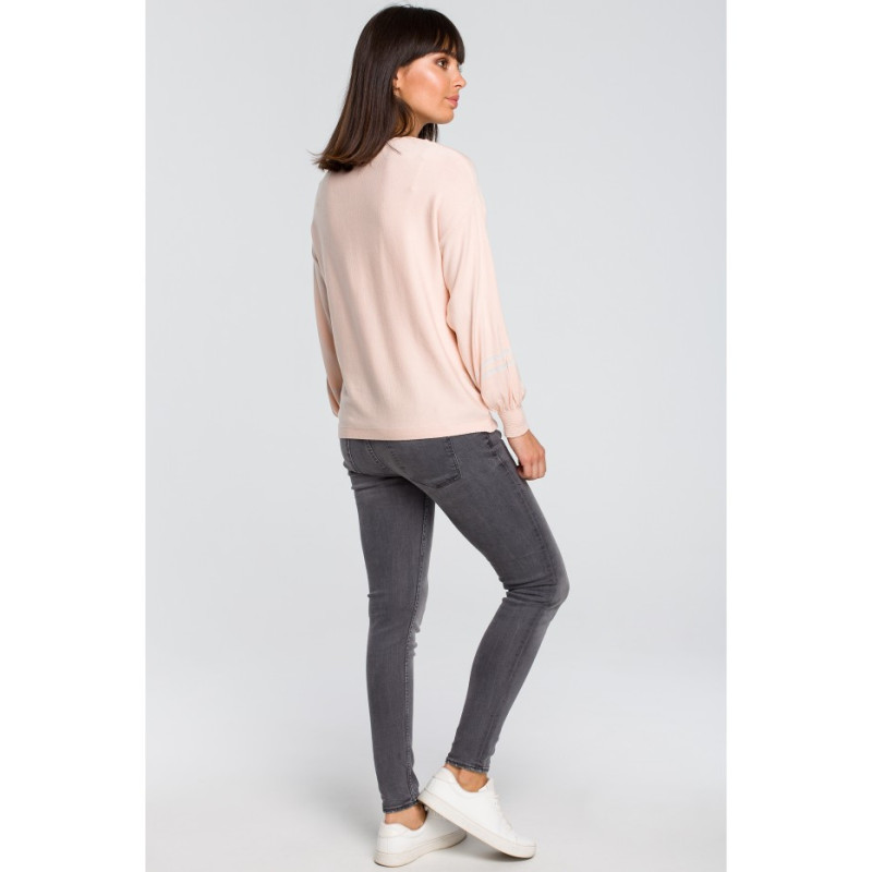 BK024 Sweater with wide sleeves and leopard - peach