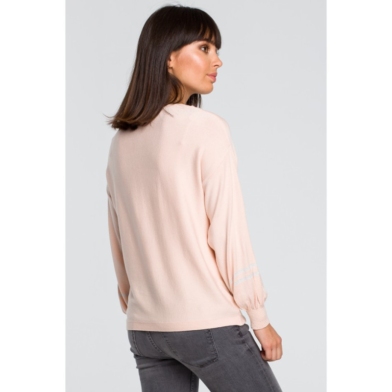 BK024 Sweater with wide sleeves and leopard - peach