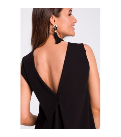 S157 Trapeze dress with back neckline - black