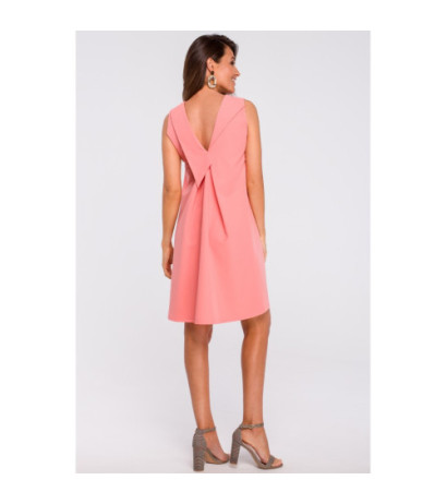 S157 Trapeze dress with back neckline - salmon