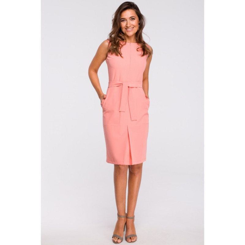 S158 Dress with counterfold and pockets - salmon