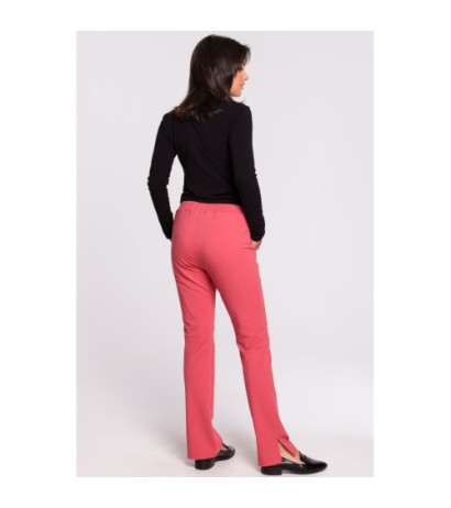 B124 Trousers with side slits - coral