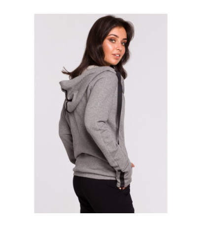 B127 Hooded sweatshirt with overlap front - gray