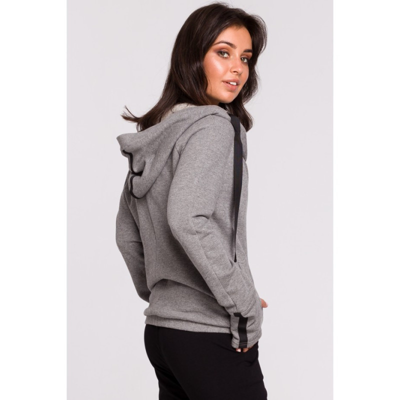 B127 Hooded sweatshirt with overlap front - gray