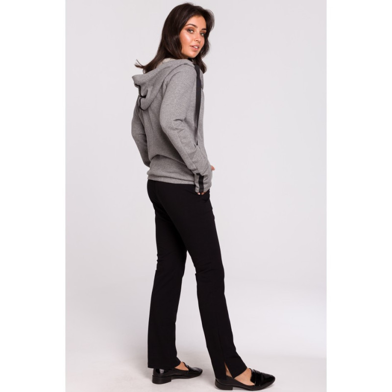 B127 Hooded sweatshirt with overlap front - gray