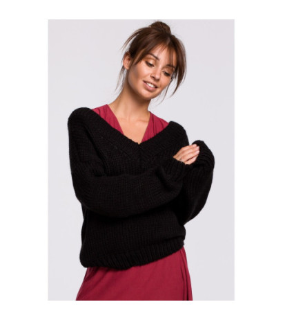 BK046 V-neck sweater - black