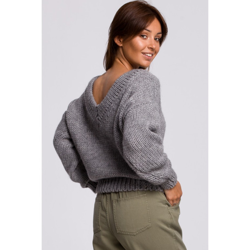 BK046 V-neck sweater - gray