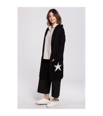 BK063 Cardigan with star motif - powder black