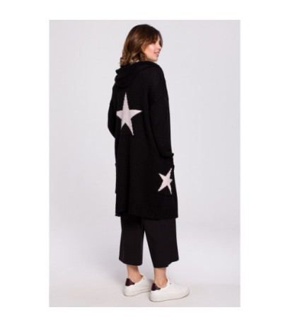 BK063 Cardigan with star motif - powder black