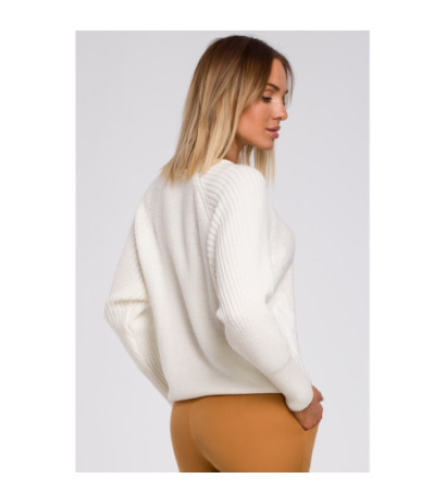 M554 Sweater with wide sleeves and checkered weave - ecru